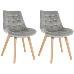 Lot de 2 chaises Brook velours gris
