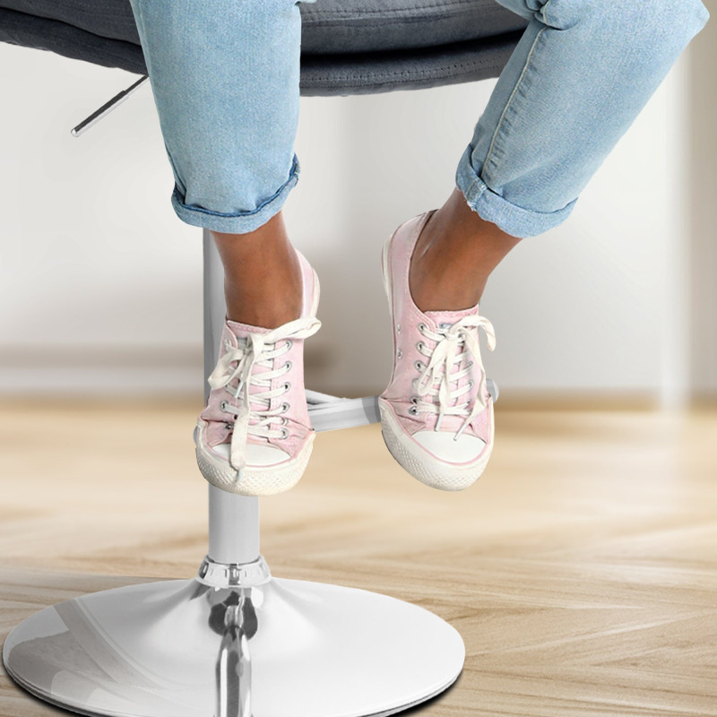 Tabouret de bar Damar en velours chromé gris foncé