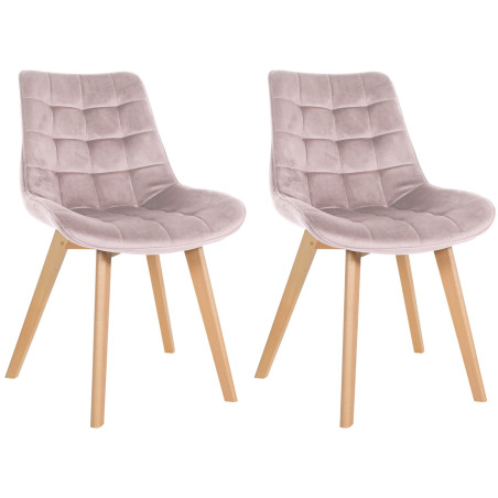 Lot de 2 chaises Brook velours rose