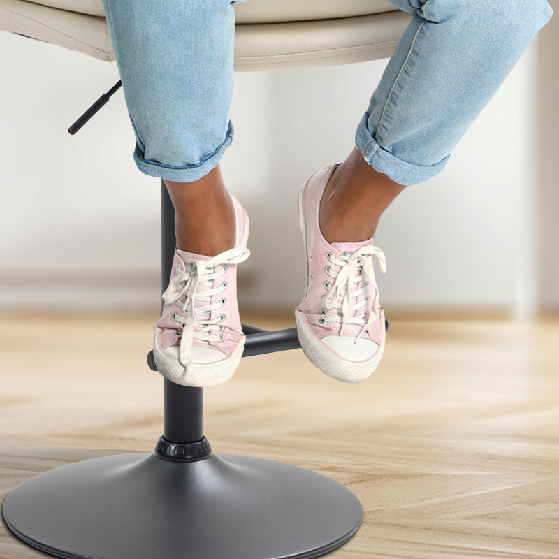 Tabouret de bar Damar, simili cuir crème
