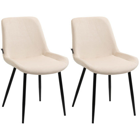 Ensemble de 2 chaises de salle à manger Victoria en velours crème