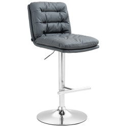 Tabouret de bar Damar, similicuir, chrome gris
