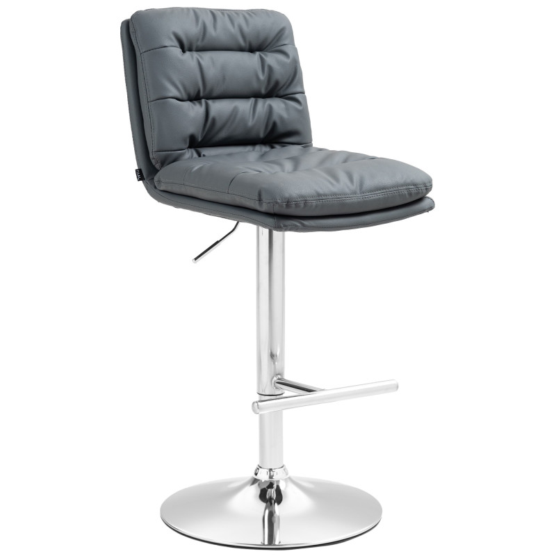Tabouret de bar Damar, similicuir, chrome gris