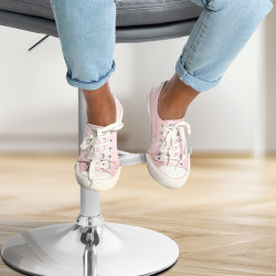 Tabouret de bar Damar, similicuir, chrome gris