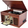 INOVALLEY RETRO10E-BTH-N - Chaîne Hi-fi rétro - Connectivité bluetooth, USB, Vinyles, CD, K7 audio, Radio FM, Aux-In - Bois viei