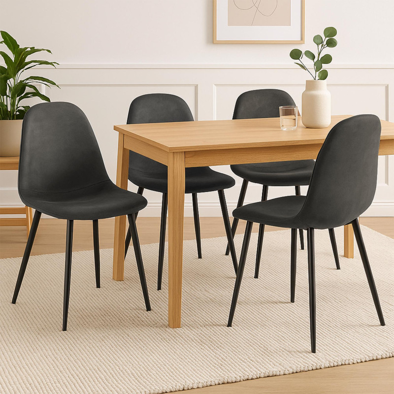 Ensemble de 4 chaises de salle à manger Napier, similicuir, noires
