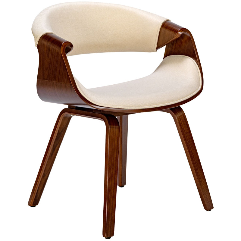Chaise de salle à manger en tissu Foley noyer/crème