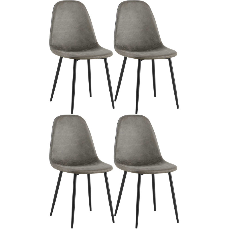 Lot de 4 chaises de salle à manger Napier, similicuir, gris foncé