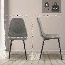 Lot de 4 chaises de salle à manger Napier, similicuir, gris foncé