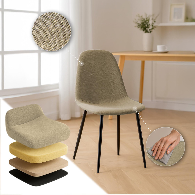 Lot de 4 chaises de salle à manger en tissu Napier taupe