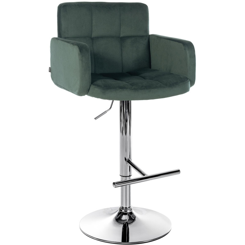 Tabouret de bar Los Angeles velours chrome vert foncé