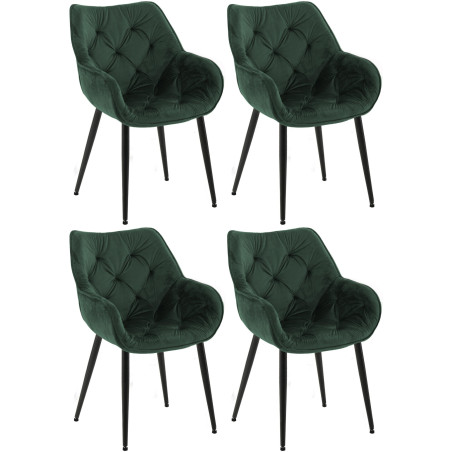 Lot de 4 chaises en velours Tanna en vert