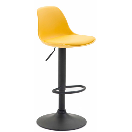 Tabouret de bar Kiel simili cuir noir jaune
