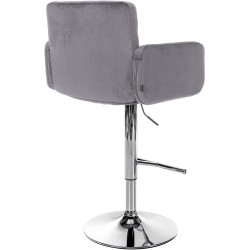 Tabouret de bar Los Angeles velours chrome gris foncé