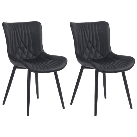 Lot de 2 chaises Brady, simili cuir noir