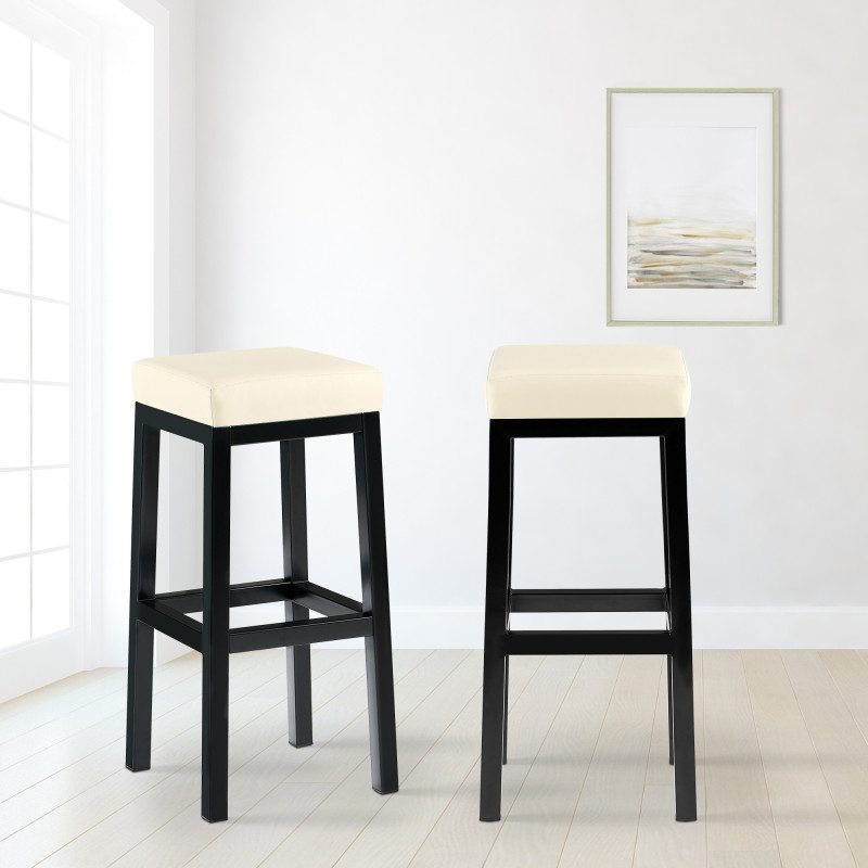 Tabouret de bar Taylor B85 en cuir artificiel crème