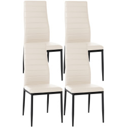 Ensemble de 4 chaises de salle à manger Mayfair, similicuir crème