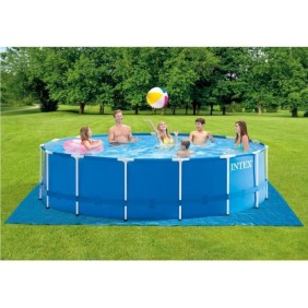 Kit Piscine hors sol tubulaire INTEX - Metal Frame - 457 x 122 cm - Ronde (Pompe, bâche, tapis de sol, échelle) - 28242NP