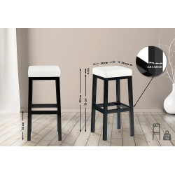 Tabouret de bar Taylor B85 en cuir artificiel blanc
