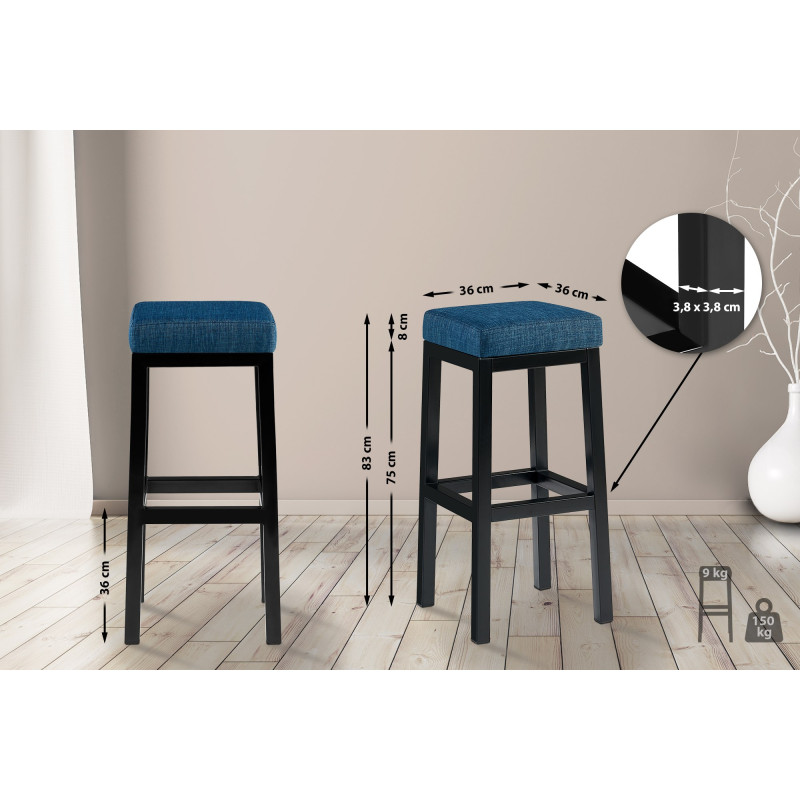 Tabouret de bar Taylor B85 en tissu bleu