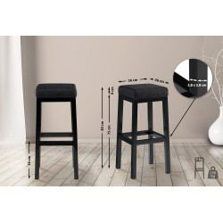 Tabouret de bar Taylor B85 en tissu gris foncé