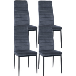 Ensemble de 4 chaises de salle à manger en velours Mayfair gris clair