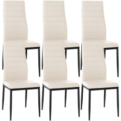 Ensemble de 6 chaises de salle à manger Mayfair, similicuir, couleur crème