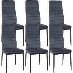 Ensemble de 6 chaises de salle à manger Mayfair en velours gris clair