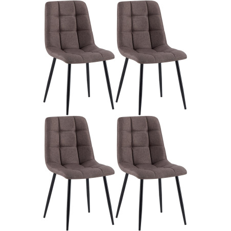 Lot de 4 chaises de salle à manger en tissu Antibes marron