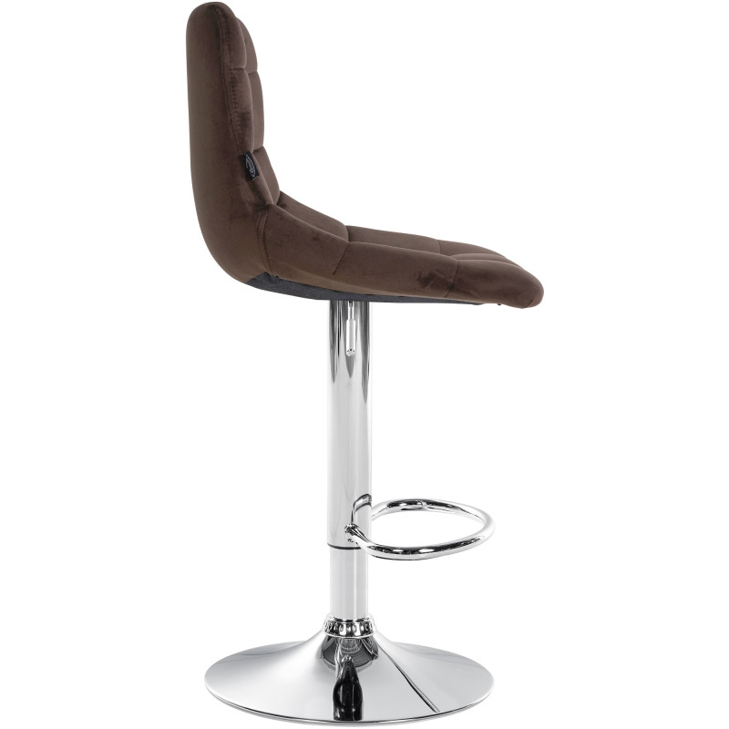 Lot de 2 tabourets de bar Jerry velours chromé brun