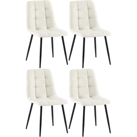 Lot de 4 chaises de salle à manger en tissu Antibes crème