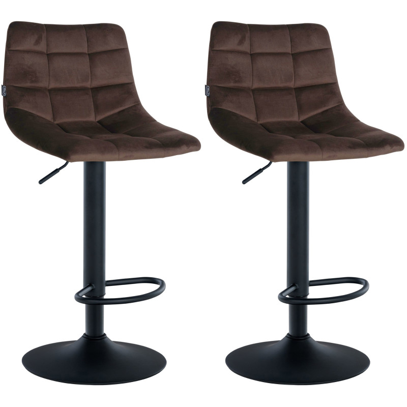 Lot de 2 tabourets de bar Jerry velours brun