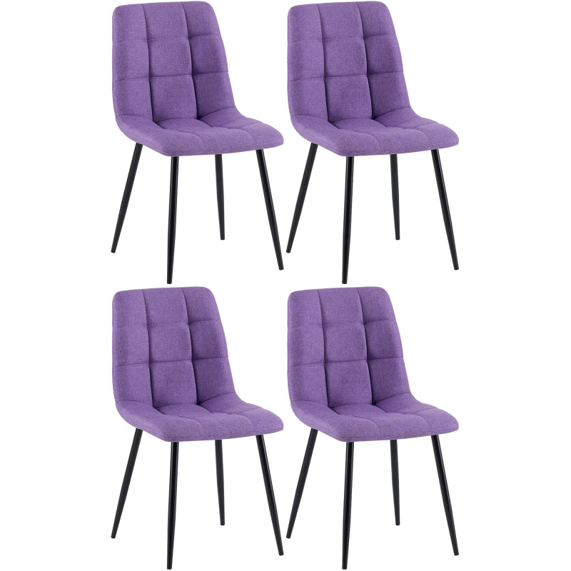 Lot de 4 chaises de salle à manger en tissu Antibes violet