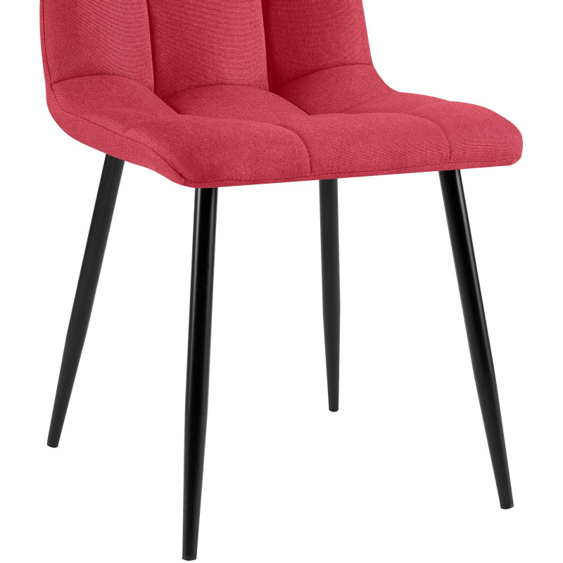 Lot de 4 chaises de salle à manger en tissu Antibes rouge