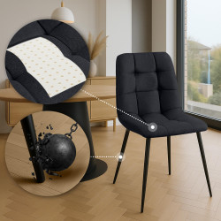 Lot de 4 chaises de salle à manger en tissu Antibes noir