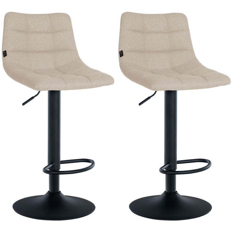 Lot de 2 tabourets de bar Jerry en tissu crème