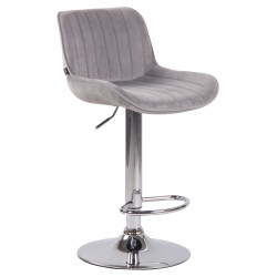 Tabouret de bar Lentini en velours chromé gris