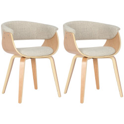 Lot de 2 chaises Bruce en tissu naturel/crème