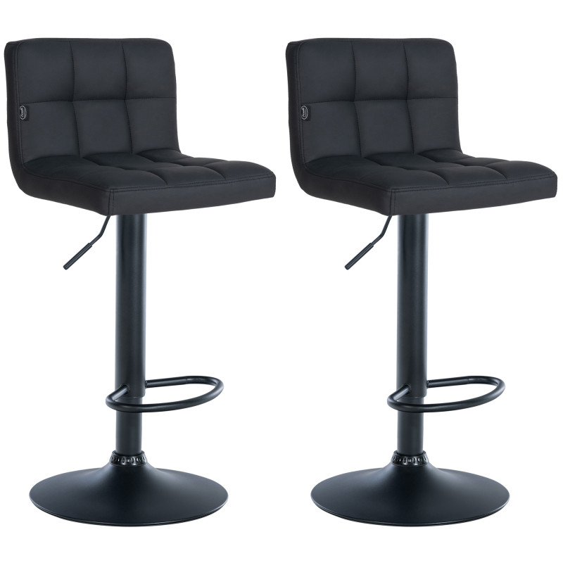 Lot de 2 tabourets de bar Feni, simili cuir noir