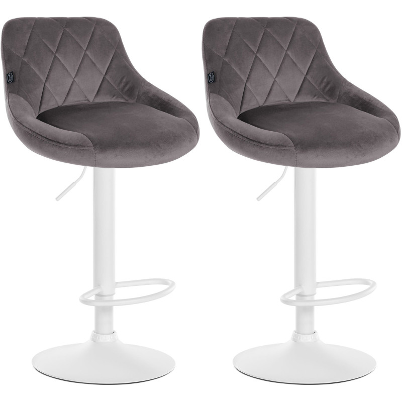 Lot de 2 tabourets de bar Lazio en velours gris
