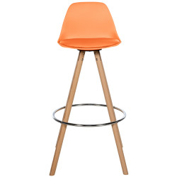 Tabouret de bar Corbin en cuir artificiel rond nature orange