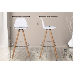 Tabouret de bar Corbin en cuir artificiel rond nature blanc
