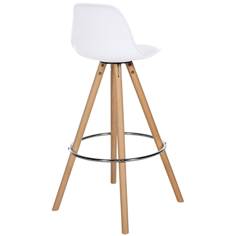 Tabouret de bar Corbin en cuir artificiel rond nature blanc