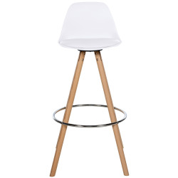 Tabouret de bar Corbin en cuir artificiel rond nature blanc