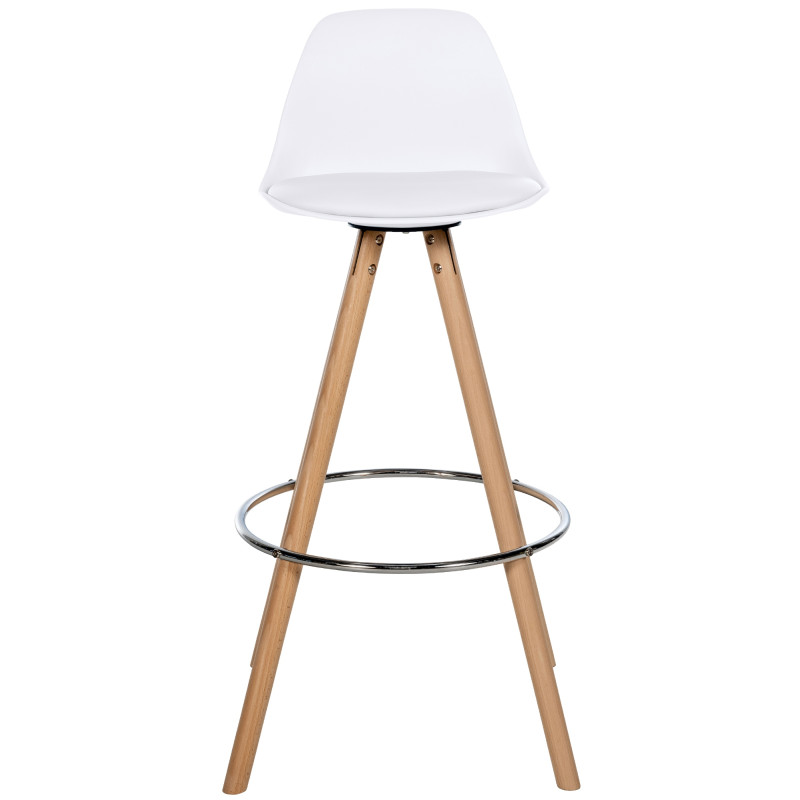 Tabouret de bar Corbin en cuir artificiel rond nature blanc