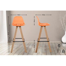 Tabouret de bar Corbin simili cuir carré nature orange