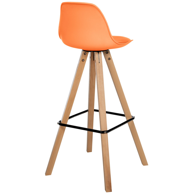 Tabouret de bar Corbin simili cuir carré nature orange