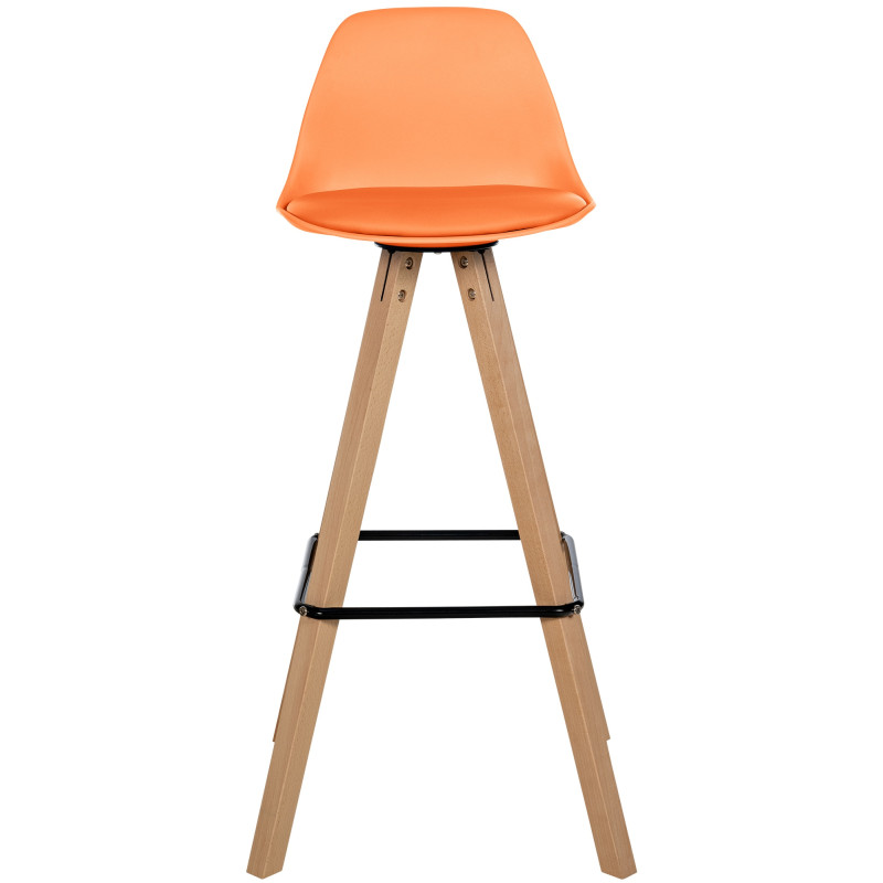 Tabouret de bar Corbin simili cuir carré nature orange