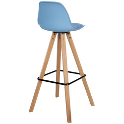 Tabouret de bar Corbin simili cuir carré nature bleu