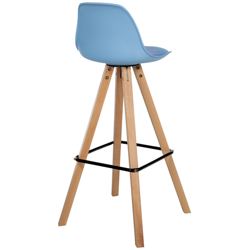 Tabouret de bar Corbin simili cuir carré nature bleu